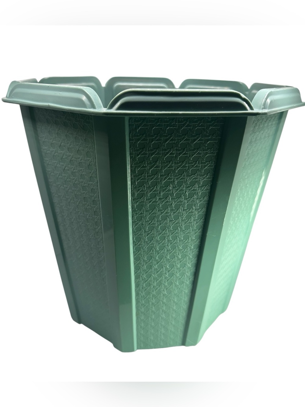 Vtg Rubbermaid Green Octagon Bathroom Bedroom Plastic Trash Can USA Cottagecore